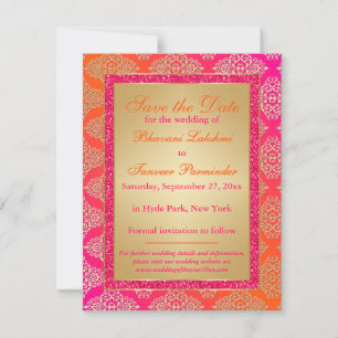 Convites Rosa, Laranja, Dourado FAUX Brilho Save the Date