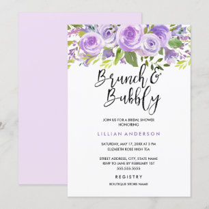 Convites Rosa Lavanda Floral Roxo Brunch E Espumante
