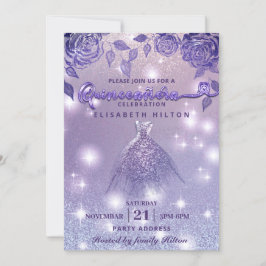 Convites Rosa Lilac moderno vestido Glitter