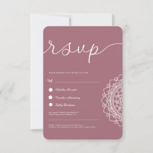 Convites Rosa Mandala QR RSVP de Pintinho moderno mínimo