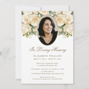 Convites Rosa Marfim Dourada Foto Funeral Memorial