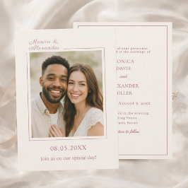 Convites Rosa marfim dourado foto simples luxo casamento