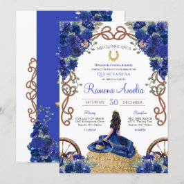Convites Rosa Marinho Azul Charra Western Quinceañera