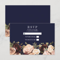 Rosa Marrom Floral Folhagens Azul Marinho Casament