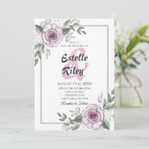 Convites Rosa Mauve Elegant Floral Wedding