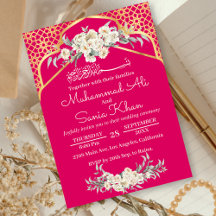Rosa Minimal Floral Dourado Casamento Islâmico Muç