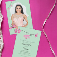 Rosa, Mint Verde Cherry Blossom Foto Quinceanera