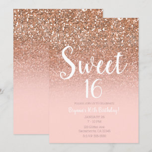 Convites Rosa Moderno Brilho Glam Glitter Doze Anos Doces