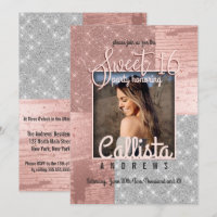 Rosa moderno Dourado Silver Glitter Foto Sweet 16