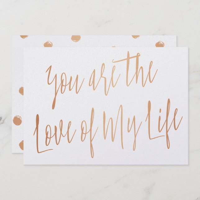 Convites Rosa moderno Dourado "Você é o amor da minha vida" (Frente/Verso)