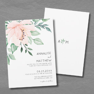 Convites Rosa Moderno Floral Aquarela Casamento