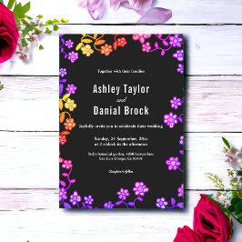 Convites Rosa Neon Colors Moderno Casamento Floral