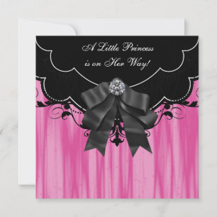 Convites Rosa Neon Preto para Chá de Bebê da Princ
