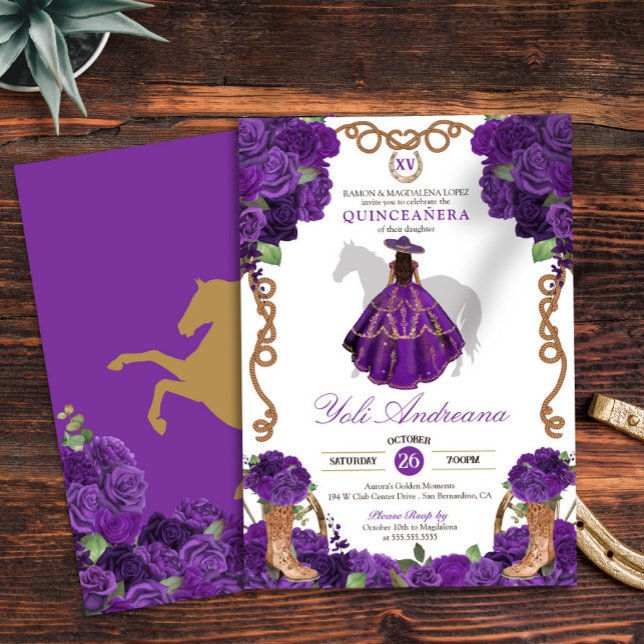 Convites Rosa Ocidental de Charra Vestidos Quinceanera (Criador carregado)