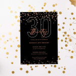 Convites Rosa ouro e aniversário de 30 anos de brilho preto<br><div class="desc">Este maravilhoso convite para 30 apresenta discos de brilho rosa dourado em fundo preto. Para personalização mais avançada deste design,  por exemplo,  alteração do layout,  da fonte ou do tamanho do texto,  clique no botão "PERSONALIZAR" acima. Por favor,  entre em contato comigo para qualquer pergunta!</div>