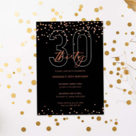 Convites Rosa ouro e aniversário de 30 anos de brilho preto