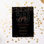 Convites Rosa ouro e brilho preto 50 anos<br><div class="desc">Este maravilhoso 50º convite apresenta discos de brilho rosa dourado em fundo preto. Para personalização mais avançada deste design,  por exemplo,  alteração do layout,  da fonte ou do tamanho do texto,  clique no botão "PERSONALIZAR" acima. Por favor,  entre em contato comigo para qualquer pergunta!</div>