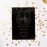 Convites Rosa ouro e brilho preto 60 anos<br><div class="desc">Este maravilhoso 60º convite apresenta discos brilhantes de ouro rosa em fundo preto. Para personalização mais avançada deste design,  por exemplo,  alteração do layout,  da fonte ou do tamanho do texto,  clique no botão "PERSONALIZAR" acima. Por favor,  entre em contato comigo para qualquer pergunta!</div>