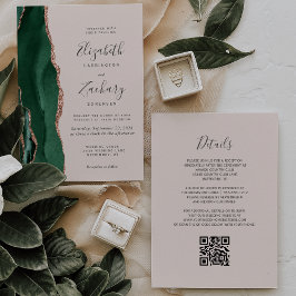 Convites Rosa Ouro Esmeralda Ágata Noiva QR Casamento