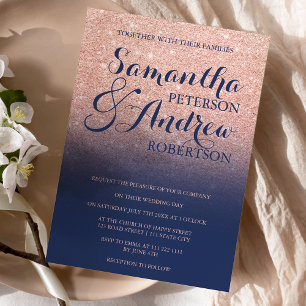 Convites Rosa ouro-mofo-mofo-mofo marinho casamento azul