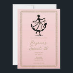 Convites Rosa Ouro Preto Bailando Princesa da Festa<br><div class="desc">Personalize do jeito que você quiser.</div>