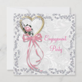 Convites Rosa, Ouros e Noivado de Fita Romântica