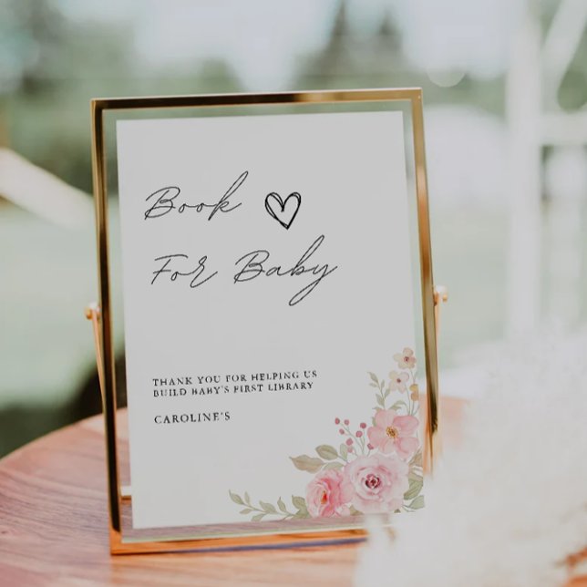 Convites Rosa para o símbolo do bebê, Chá de fraldas (Rose Book for Baby Sign, Baby Shower Invitation)