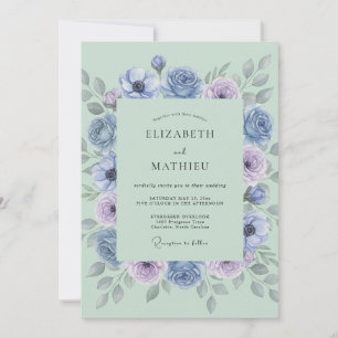 Convites Rosa Periwinkle Flora Florescer Casamento