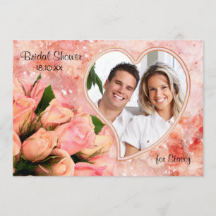 Convites Rosa Petal Heart - Chá de panela