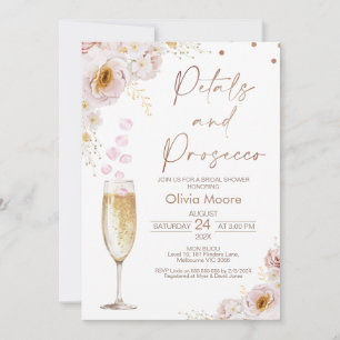 Convites Rosa Petals Chá de panela Prosecco Boho