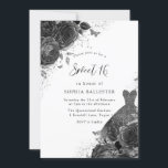 Convites Rosa Preta e Branca e Vestido 16<br><div class="desc">Black & White Rose & Dress Vintage Elegant Sweet 16 Convite de aniversário mais elegante em nossa loja! Consulte a coleção correspondente em nossa loja</div>