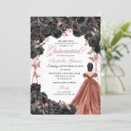 Convites Rosa Preto Borboleta Rosa Glitter Quinceañera