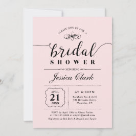Convites Rosa & Preto | Chuveiro de Noiva de Casamento Eleg