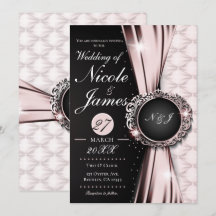 Rosa Preto e Branco Elegância Luxuosa Casamento ou