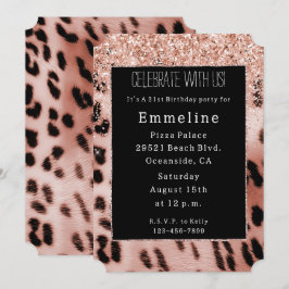 Convites Rosa preto - Esbranquiçado - Lente rosa-Leopardo