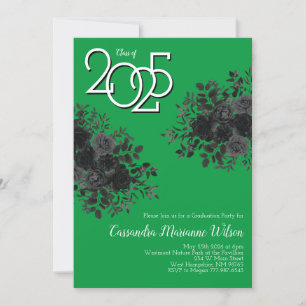 Convites Rosa preto - Festa de formatura gótica escura verd