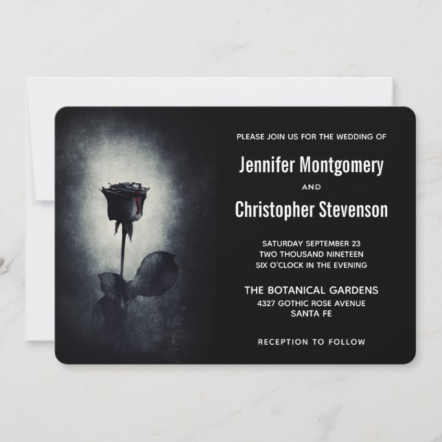 Convites Rosa preto moderno Derrubando Casamento Sanguíneo  (Frente)