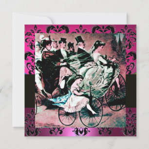 Convites ROSA, PRETO, ROXO DAMASCO MONOGRAMA, branco, fúcsi