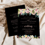 Convites Rosa Primavera Floral Frente e Casamento Traseiro<br><div class="desc">Este convite para casamento floral de primavera de ouro rosa é perfeito para um casamento rústico. A design apresenta uma riqueza de peões coloridos e folhagem verde, lindamente amontoada em buquês charmosos, inspirando beleza natural. Salve o papel, incluindo mais detalhes na parte traseira do convite em vez de em uma...</div>