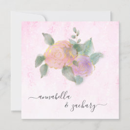 Convites *~* ROSA QR RSVP + Glitter Dourado - Casamento AR1