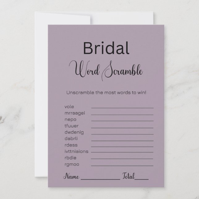 Convites Rosa Quartz Bridal Word Scramble Game (Frente)