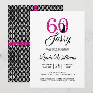 Convites Rosa Quente 60 e Sassy   60ª Festa de aniversário