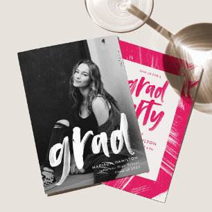 Convites Rosa quente  Abstrato Festa de formatura de fotos