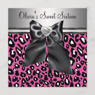 Convites Rosa quente Aniversário de Sweet Sixteen com estam