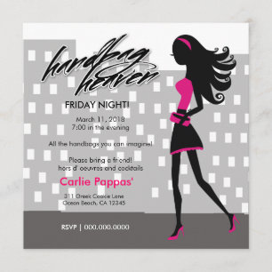 Convites rosa quente da menina   da cidade 311-Stylish