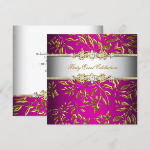 Convites Rosa Quente Dourado Com Relevo Parecer Elegante Fe