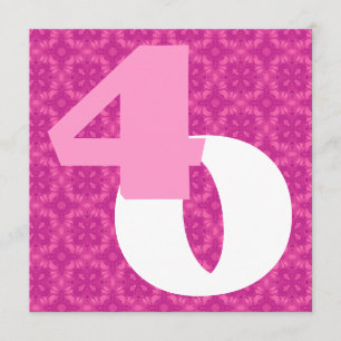 Convites Rosa quente W977 branco dos grandes números do