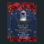 Convites Rosa Reds Marinho Azul e Dourado Doce 16 Festa<br><div class="desc">convites de aniversário</div>