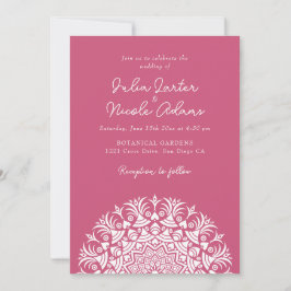 Convites Rosa Rosa Abstract Mandala Casamento