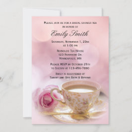 Convites Rosa rosa e Teacup | Chá Chá de panela